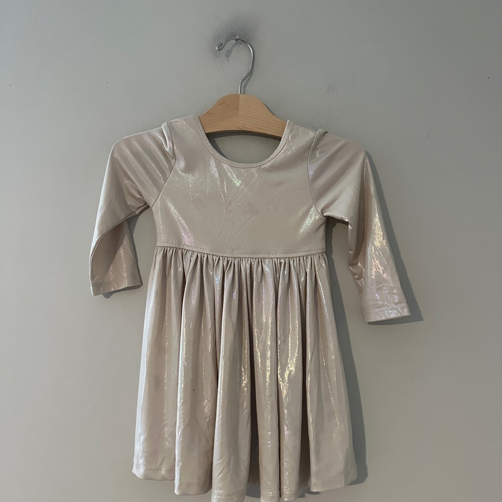 $18 ADD ON‎ pink chicken metallic twirl dress 2T Zara Mini Boden Janie and Jack
